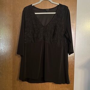 Torrid Black Lace Detail V-Neck Top